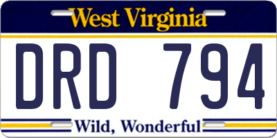WV license plate DRD794