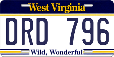 WV license plate DRD796
