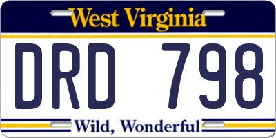 WV license plate DRD798