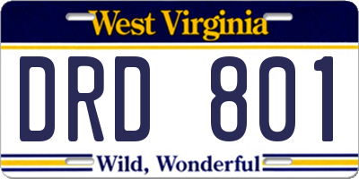 WV license plate DRD801