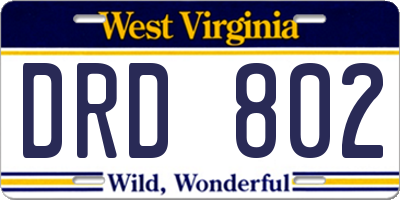 WV license plate DRD802
