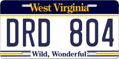 WV license plate DRD804