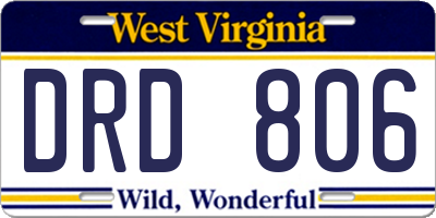 WV license plate DRD806