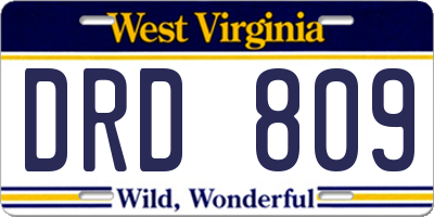 WV license plate DRD809