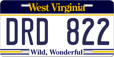 WV license plate DRD822
