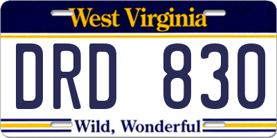WV license plate DRD830