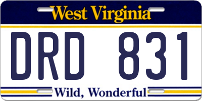 WV license plate DRD831