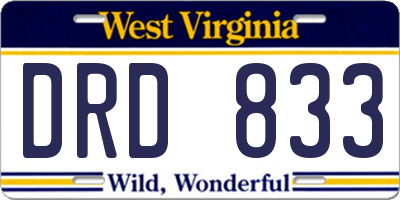 WV license plate DRD833