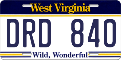 WV license plate DRD840