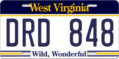 WV license plate DRD848