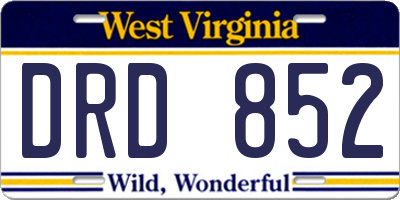WV license plate DRD852