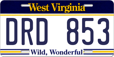 WV license plate DRD853