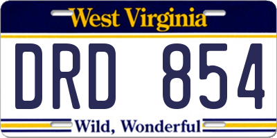 WV license plate DRD854