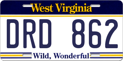 WV license plate DRD862