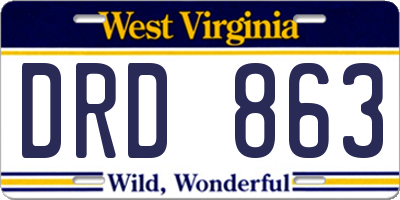WV license plate DRD863