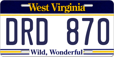 WV license plate DRD870