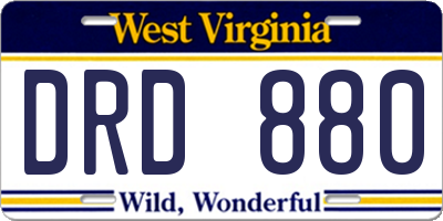 WV license plate DRD880