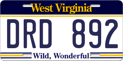 WV license plate DRD892