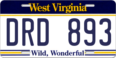WV license plate DRD893