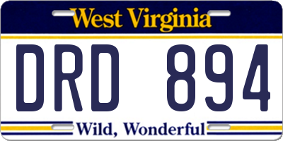WV license plate DRD894