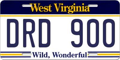 WV license plate DRD900