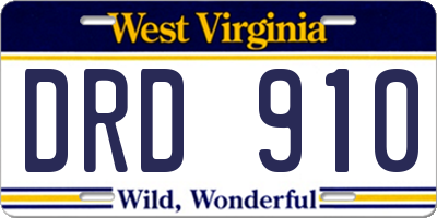 WV license plate DRD910