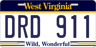 WV license plate DRD911