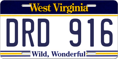 WV license plate DRD916