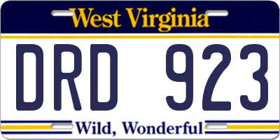 WV license plate DRD923