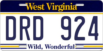 WV license plate DRD924