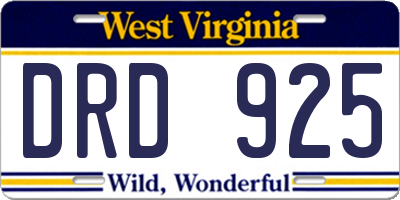 WV license plate DRD925