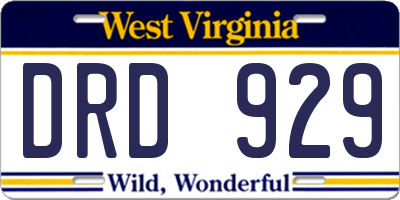 WV license plate DRD929