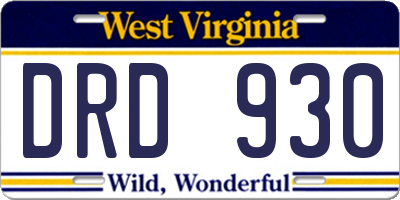 WV license plate DRD930