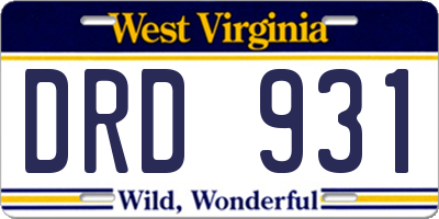 WV license plate DRD931