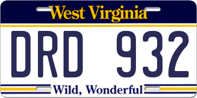 WV license plate DRD932