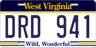 WV license plate DRD941