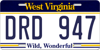 WV license plate DRD947