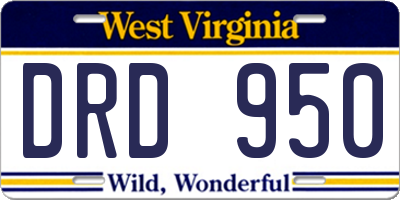 WV license plate DRD950