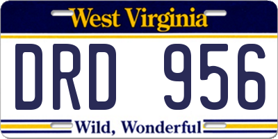 WV license plate DRD956