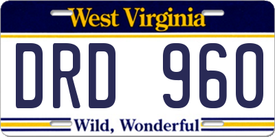 WV license plate DRD960