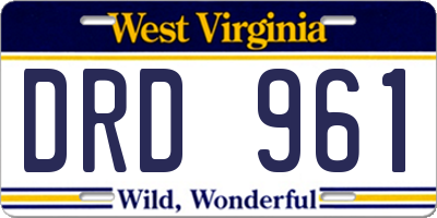WV license plate DRD961