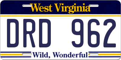 WV license plate DRD962