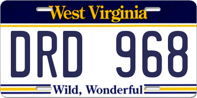 WV license plate DRD968