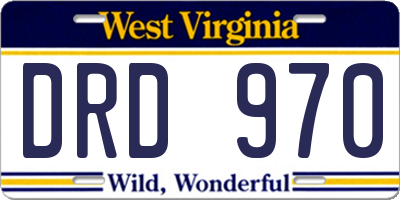 WV license plate DRD970