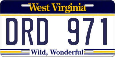 WV license plate DRD971