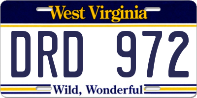 WV license plate DRD972