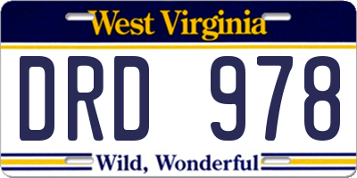 WV license plate DRD978