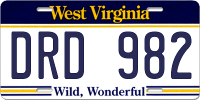 WV license plate DRD982