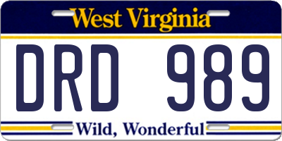 WV license plate DRD989