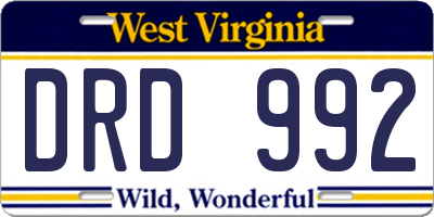 WV license plate DRD992
